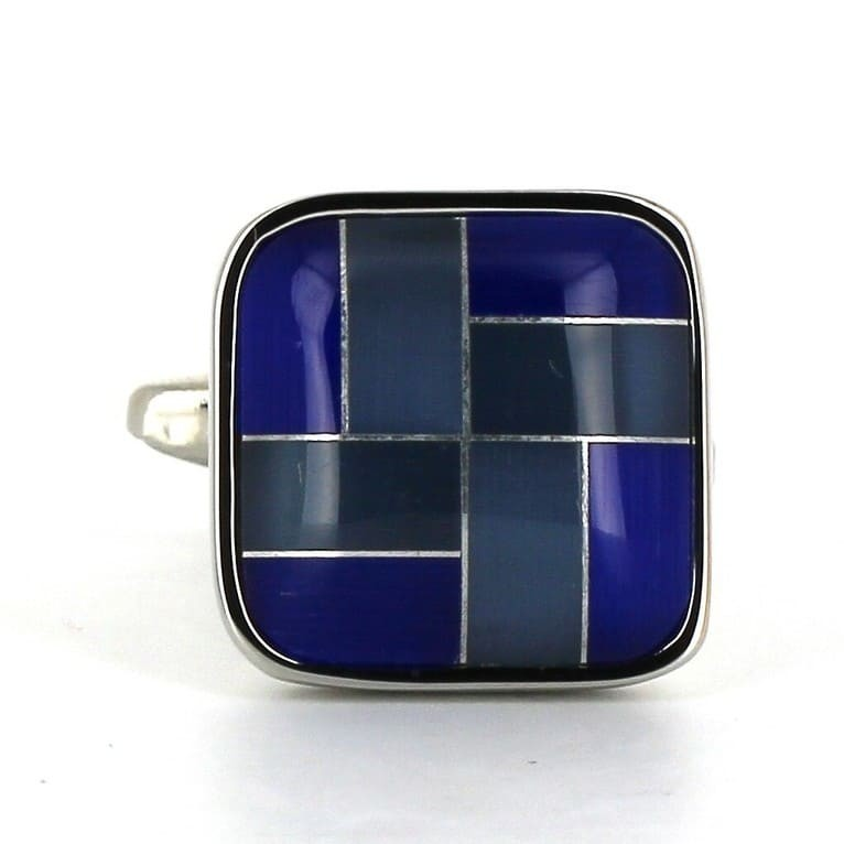 Gemelos Esmaltados Cuadrados Azules III