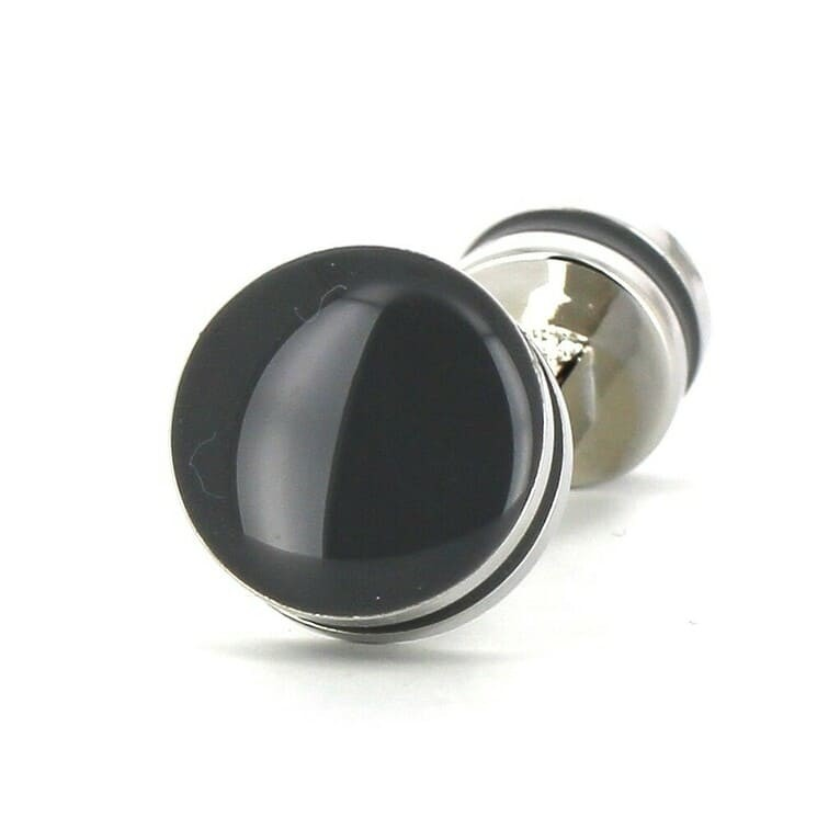 Gemelos Esmaltados Doble Bola Gris Oscuro