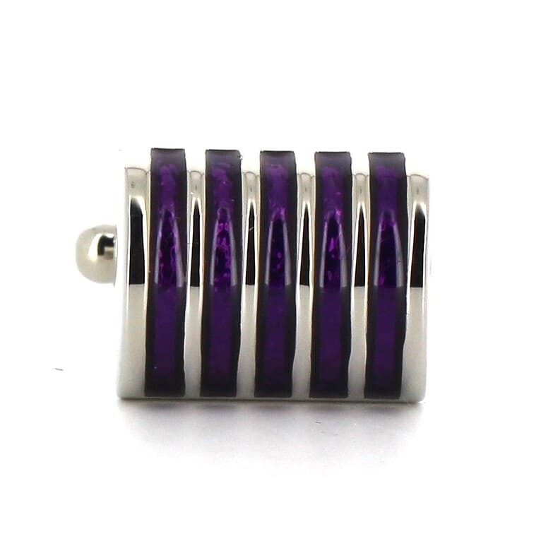 Gemelos Esmaltados Rayados Morados