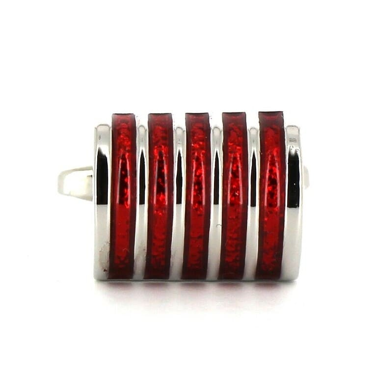 Gemelos Esmaltados Rayas Rojas