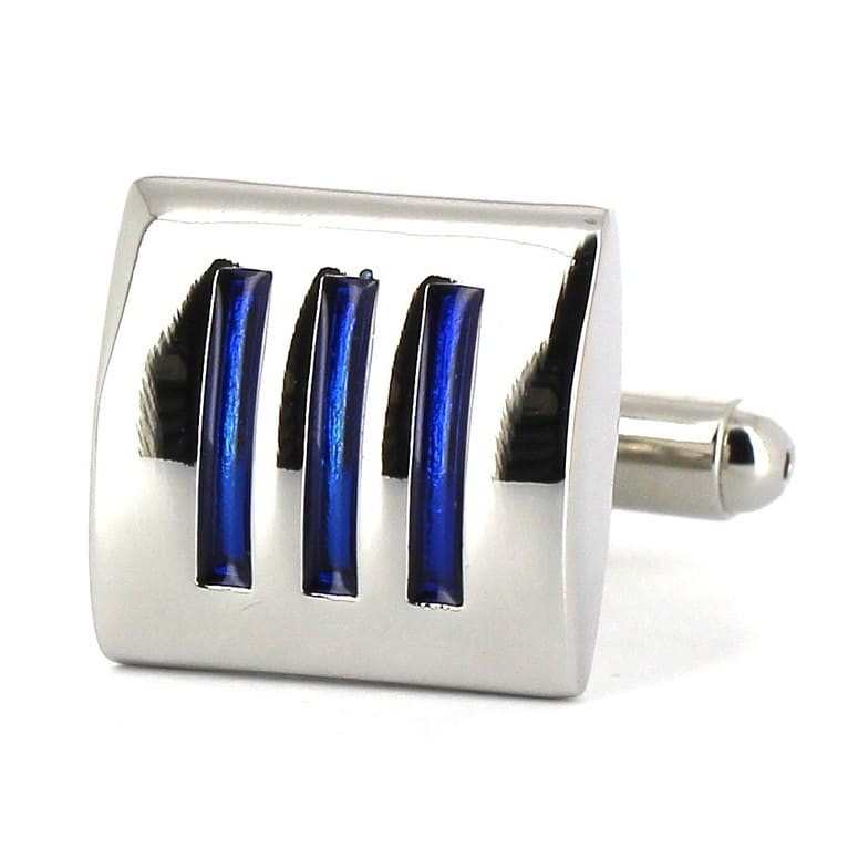 Gemelos Esmaltados Triple Raya Azul