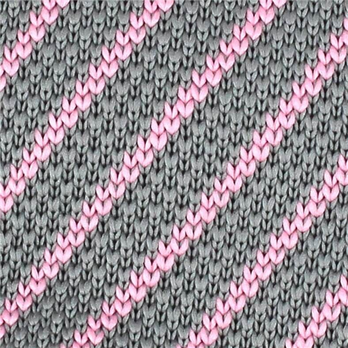 Corbata Punto Rayas Diag. Gris y Rosa