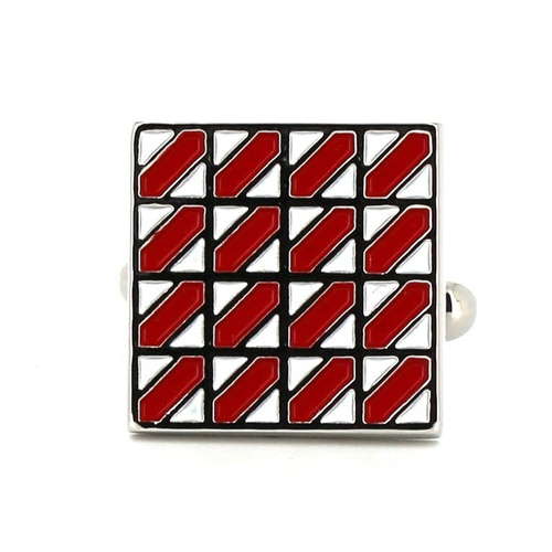 Gemelos Esmaltados Cuadrados Rojo y Blanco