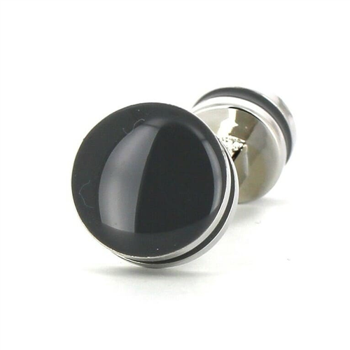 Gemelos Esmaltados Doble Bola Gris Oscuro