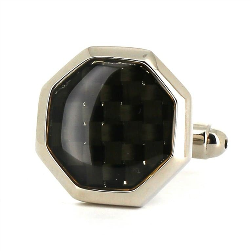 Gemelos Esmaltados Octagonal Negro