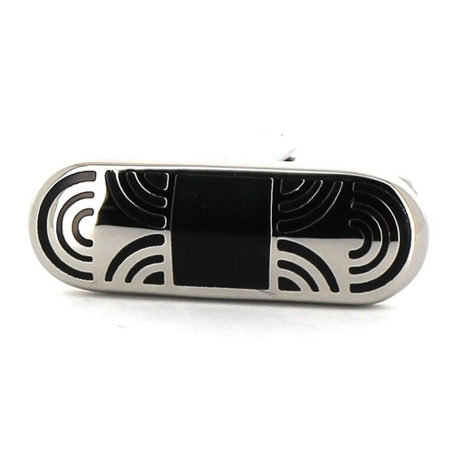 Gemelos Esmaltados Plateado y Negro X