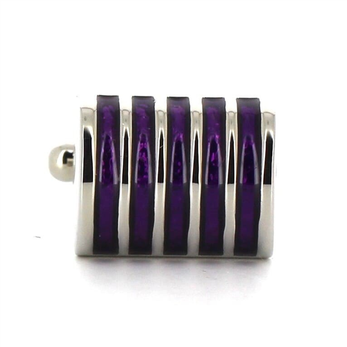 Gemelos Esmaltados Rayados Morados