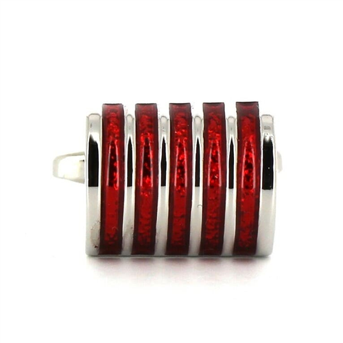 Gemelos Esmaltados Rayas Rojas