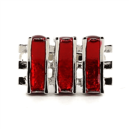 Gemelos Esmaltados Triple Raya Roja - Frontal