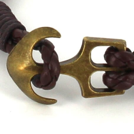 Pulsera Trenzada Cuero con Ancla