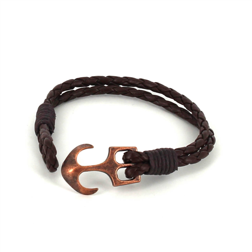 Pulsera Trenzada Cuero con Ancla