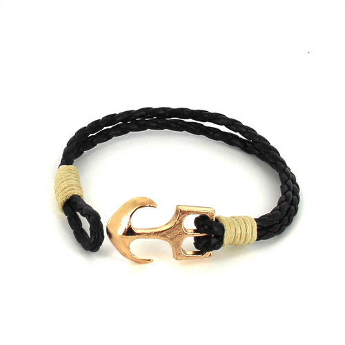 Pulsera Trenzada Cuero con Ancla