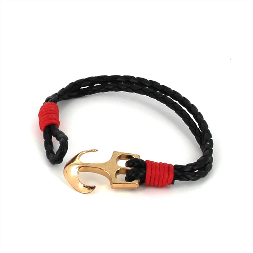 Pulsera Trenzada Cuero con Ancla