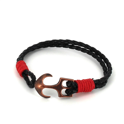 Pulsera Trenzada Cuero con Ancla