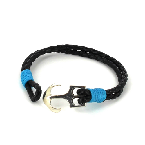 Pulsera Trenzada Cuero con Ancla