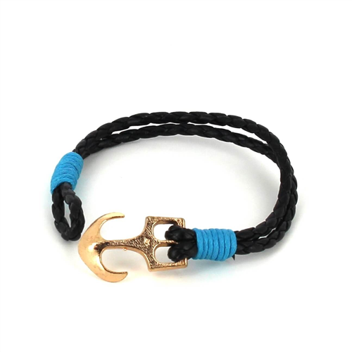 Pulsera Trenzada Cuero con Ancla