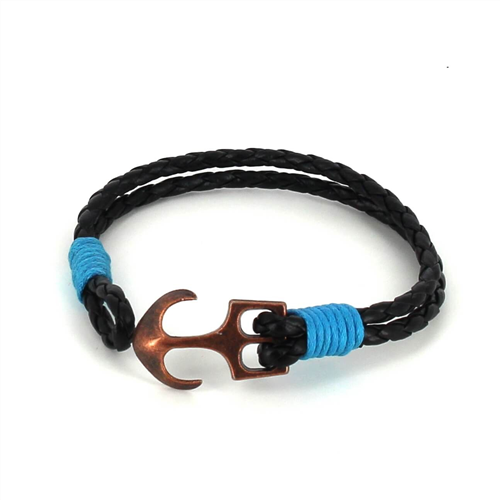 Pulsera Trenzada Cuero con Ancla