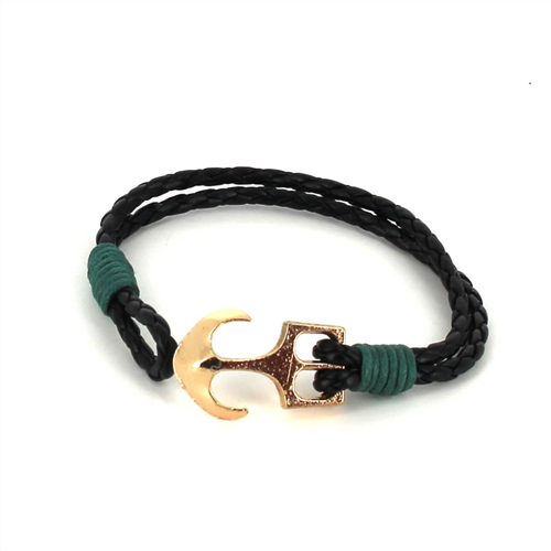 Pulsera Trenzada Cuero con Ancla