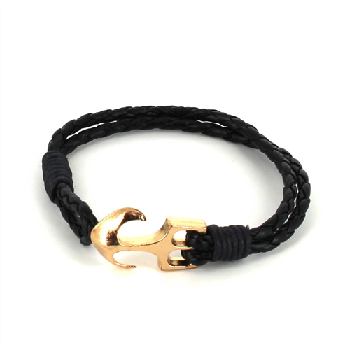 Pulsera Trenzada Cuero con Ancla