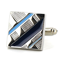 Gemelos Esmaltados Cuadrados Rayados