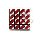 Gemelos Esmaltados Cuadrados Rojo y Blanco