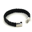 Pulsera Acero y Cuero Negro