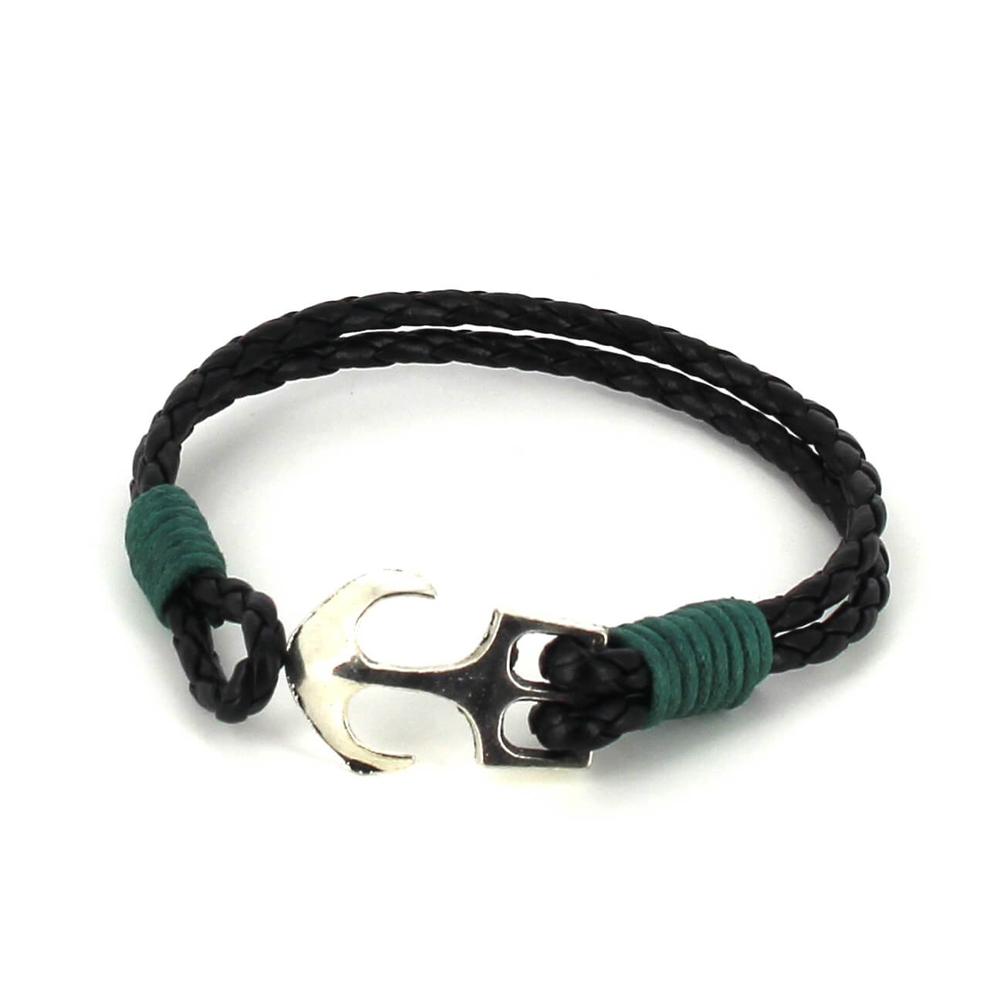 Pulsera Trenzada Cuero con Ancla
