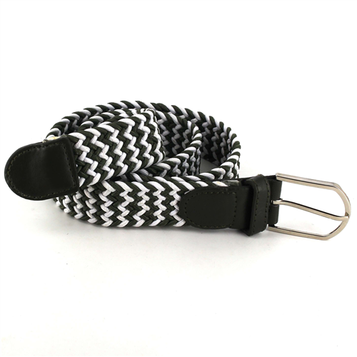 Dark Green and White Elastic Belt