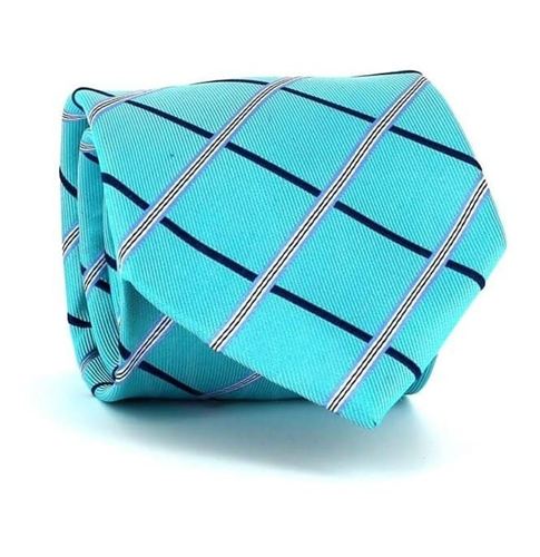 Turquoise Blue Checkered Tie