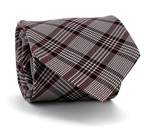 Maroon Prince of Wales Check Tie