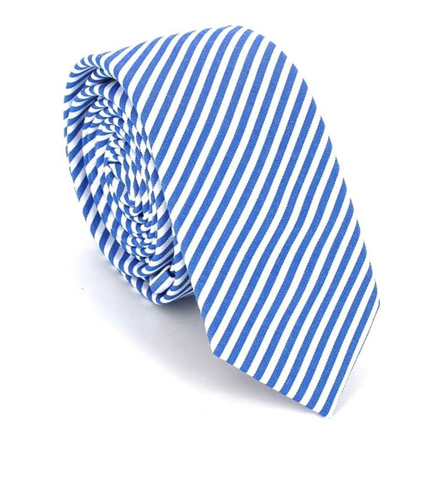 White and Blue Striped Tie