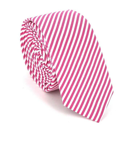 White and Fuchsia Striped Tie