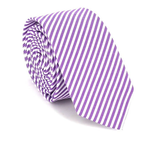 White and Lilac Striped Tie