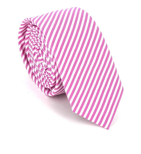 White and Pink Striped Tie