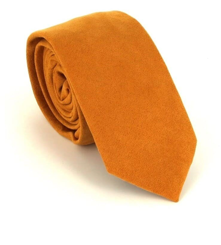 Ochre Yellow Suede Slim Tie