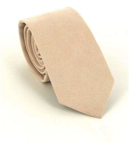 Narrow Suede Tie in Beige