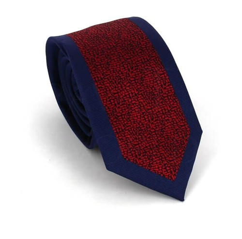 Navy Blue and Red Slim Tie