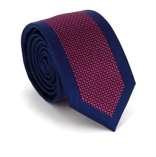 Navy Blue and Pink Slim Tie