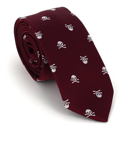 Maroon Narrow Skull Tie