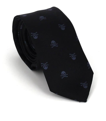 Narrow Black Skull Tie