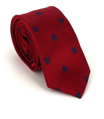 Narrow Red Skull Tie