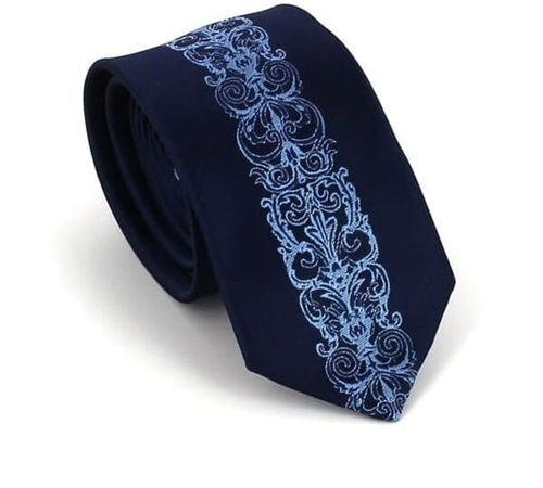 Narrow Vertical Pattern Blue Tie
