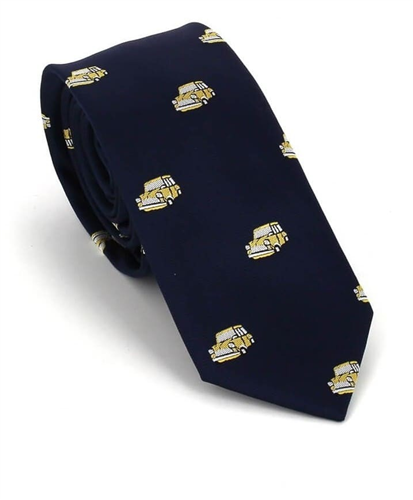 Narrow Blue Cars Tie