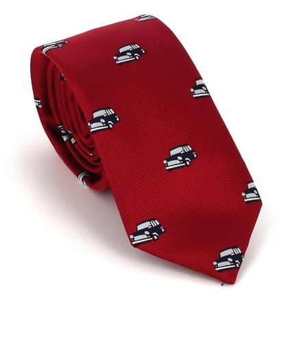 Narrow Red Car Print Tie