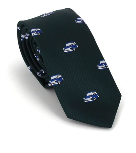 Narrow Green Cars Tie