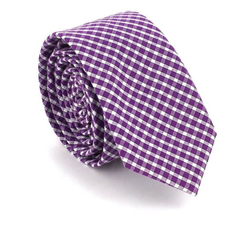 Bicolor Check Slim Tie