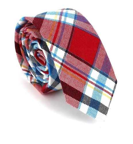 Narrow Multicolor Checkered Tie