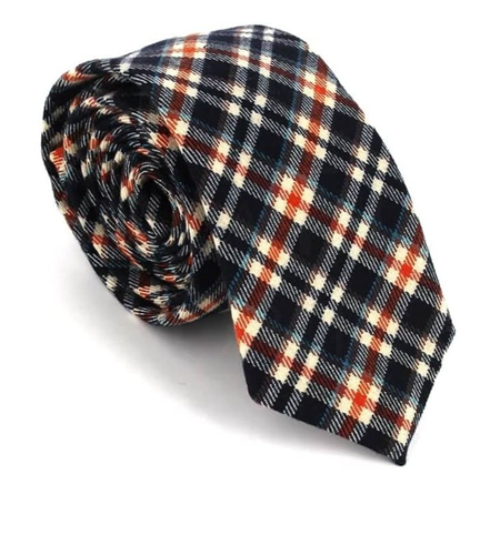 Narrow Multicolor Checkered Tie