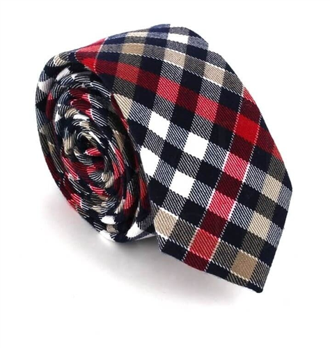 Narrow Multicolor Checkered Tie