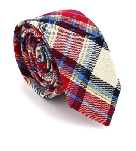 Narrow Multicolor Checkered Tie